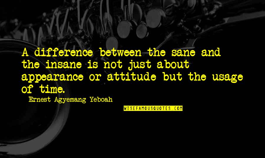 Usage Of Time Quotes By Ernest Agyemang Yeboah: A difference between the sane and the insane