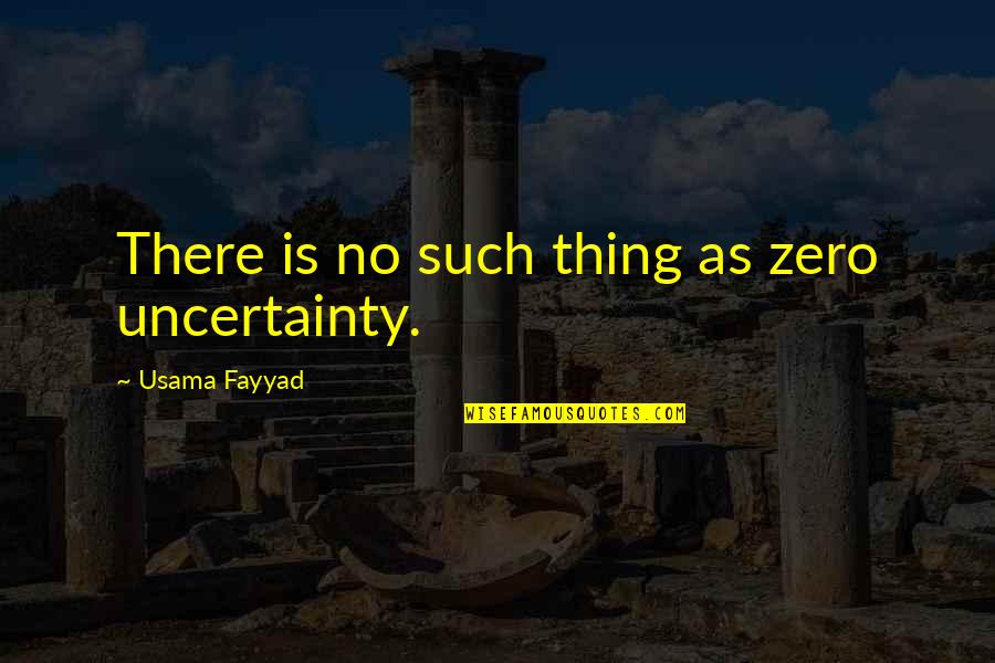 Usama Quotes By Usama Fayyad: There is no such thing as zero uncertainty.