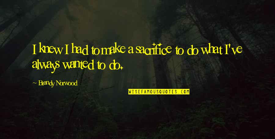 Usarewardspot Quotes By Brandy Norwood: I knew I had to make a sacrifice