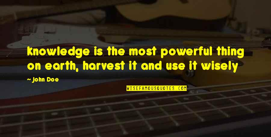 Use It Wisely Quotes By John Doe: knowledge is the most powerful thing on earth,