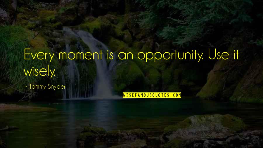 Use It Wisely Quotes By Tammy Snyder: Every moment is an opportunity. Use it wisely.