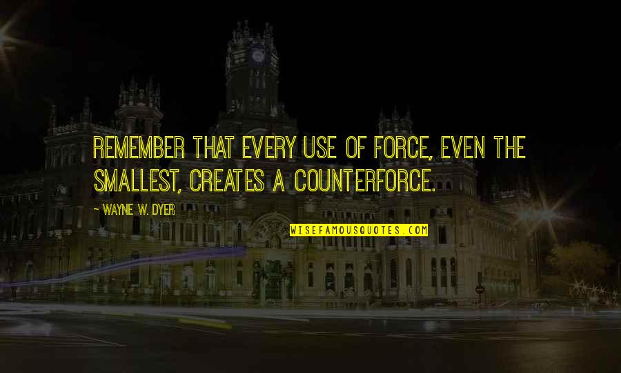 Use Of Force Quotes By Wayne W. Dyer: Remember that every use of force, even the