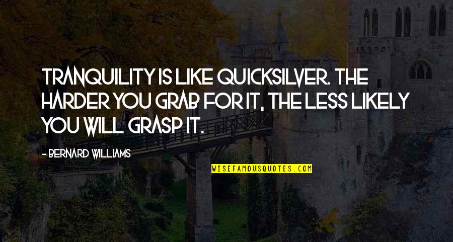 Used Motorcycle Quotes By Bernard Williams: Tranquility is like quicksilver. The harder you grab Used Motorcycle Quotes By Bernard Williams: Tranquility is like quicksilver. The harder you grab