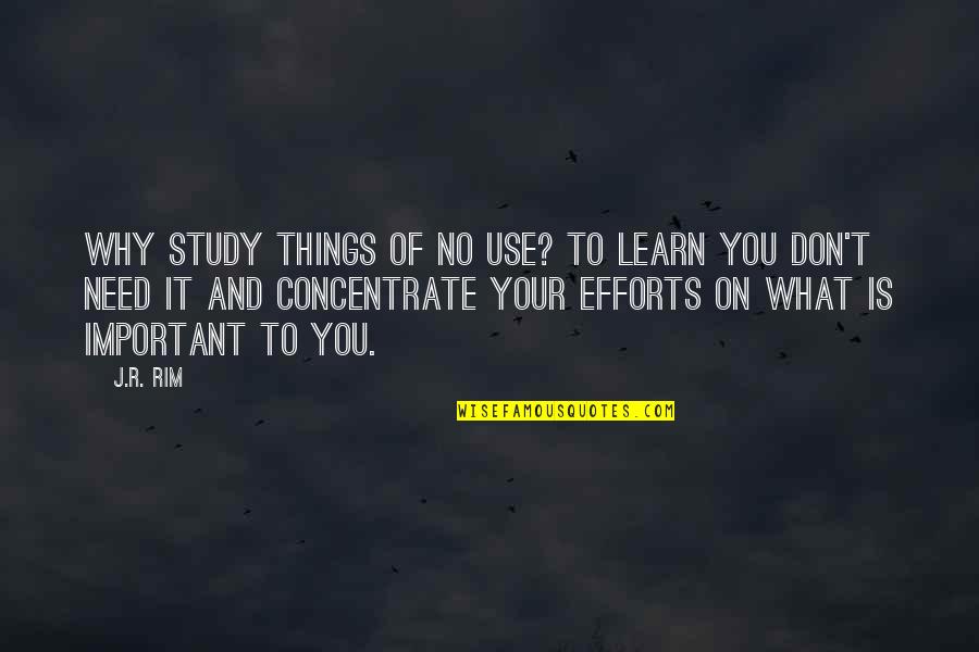Useless Efforts Quotes By J.R. Rim: Why study things of no use? To learn