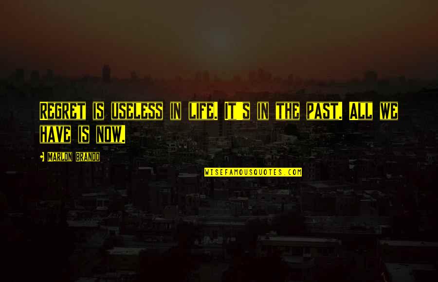 Useless Life Quotes By Marlon Brando: Regret is useless in life. It's in the Useless Life Quotes By Marlon Brando: Regret is useless in life. It's in the