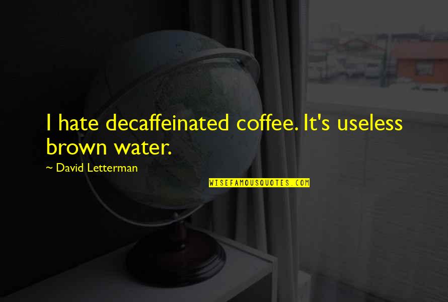 Useless Quotes By David Letterman: I hate decaffeinated coffee. It's useless brown water.