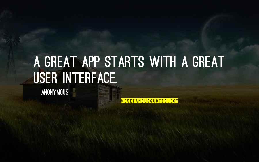 User Interface Quotes By Anonymous: A great app starts with a great user