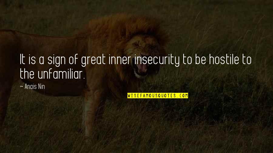 User Submitted Quotes By Anais Nin: It is a sign of great inner insecurity