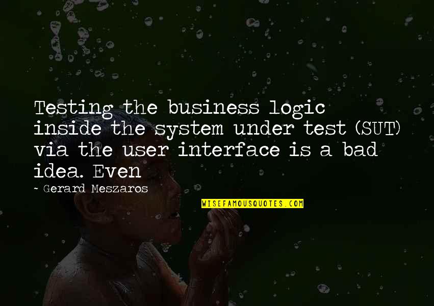 User Testing Quotes By Gerard Meszaros: Testing the business logic inside the system under