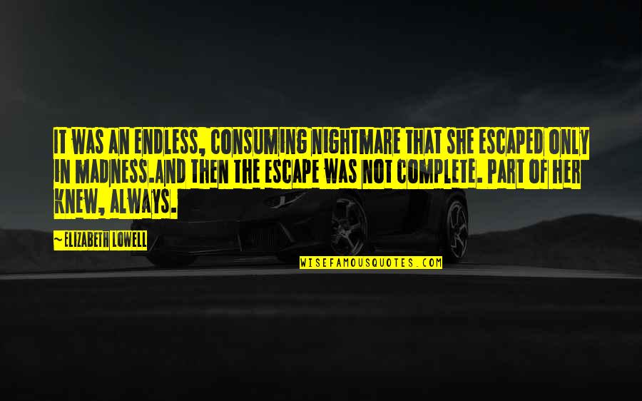 Usf4 Cody Win Quotes By Elizabeth Lowell: It was an endless, consuming nightmare that she Usf4 Cody Win Quotes By Elizabeth Lowell: It was an endless, consuming nightmare that she