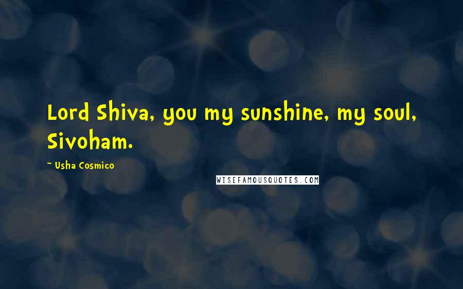 Usha Cosmico quotes: Lord Shiva, you my sunshine, my soul, Sivoham.