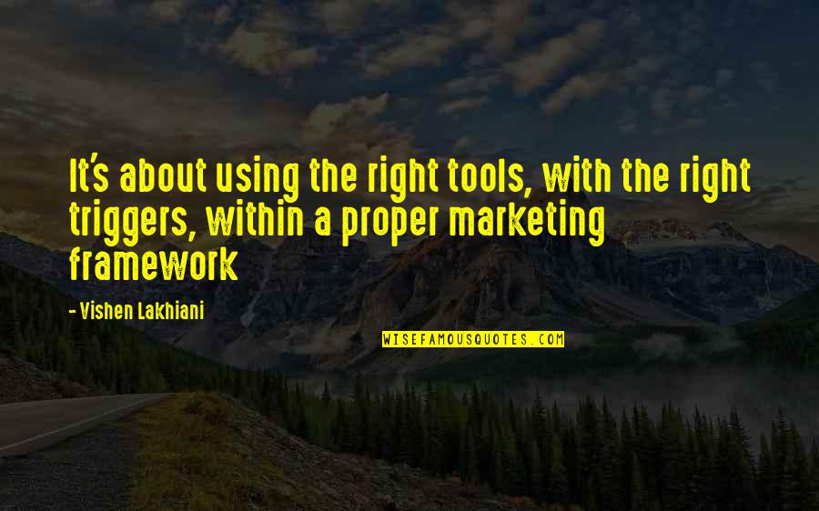 Using Tools Quotes By Vishen Lakhiani: It's about using the right tools, with the Using Tools Quotes By Vishen Lakhiani: It's about using the right tools, with the