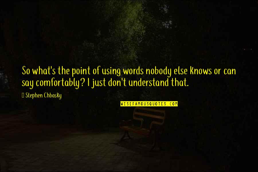 Using Words Quotes By Stephen Chbosky: So what's the point of using words nobody