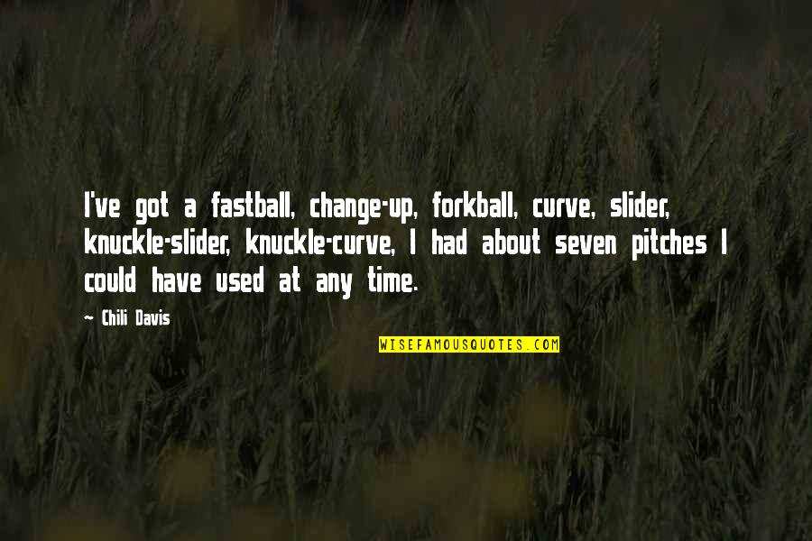 Usopp Quotes By Chili Davis: I've got a fastball, change-up, forkball, curve, slider, Usopp Quotes By Chili Davis: I've got a fastball, change-up, forkball, curve, slider,