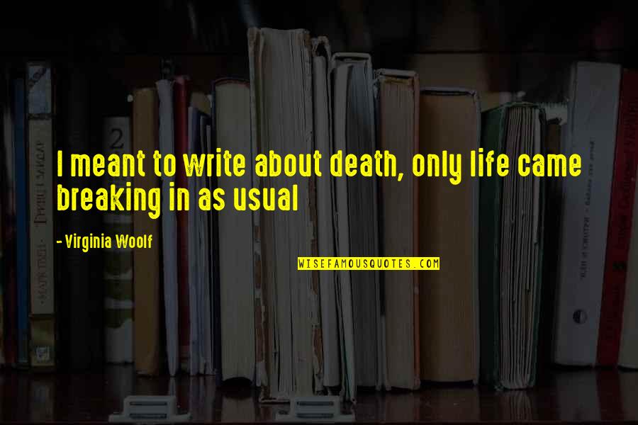 Usual Life Quotes By Virginia Woolf: I meant to write about death, only life