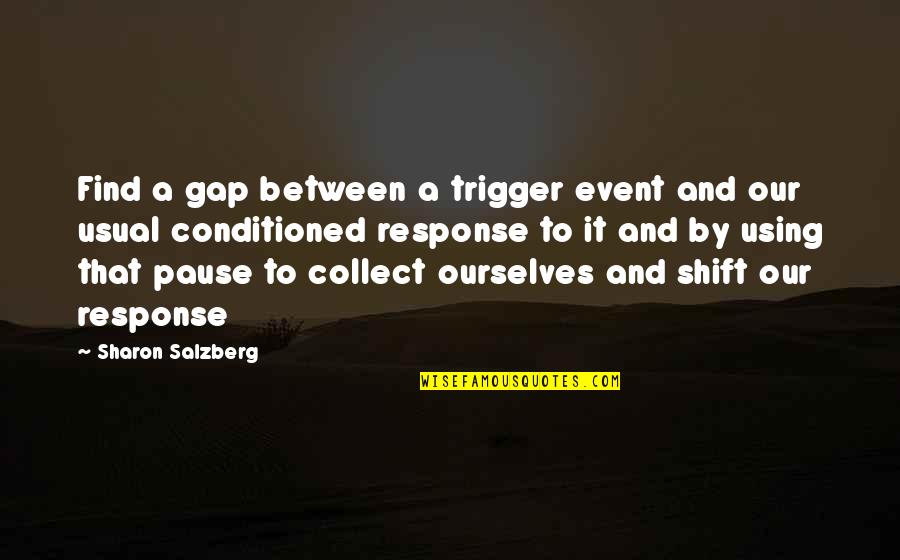 Usual's Quotes By Sharon Salzberg: Find a gap between a trigger event and