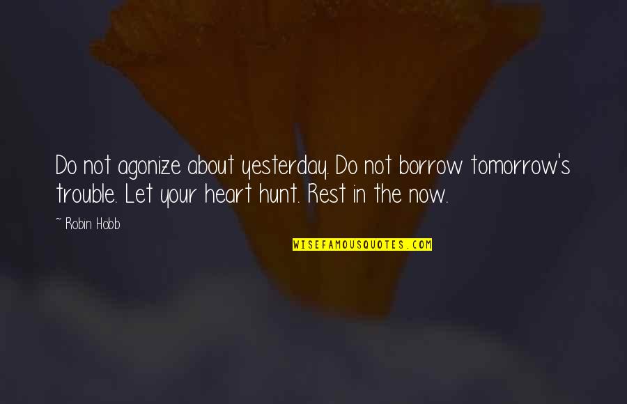 Usui Sensei Quotes By Robin Hobb: Do not agonize about yesterday. Do not borrow Usui Sensei Quotes By Robin Hobb: Do not agonize about yesterday. Do not borrow