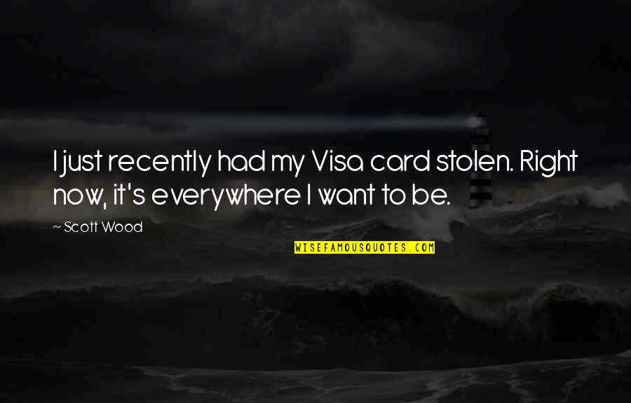 Utahraptor Quotes By Scott Wood: I just recently had my Visa card stolen.