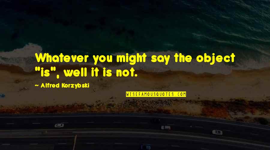 Utamakan Bahasa Quotes By Alfred Korzybski: Whatever you might say the object "is", well