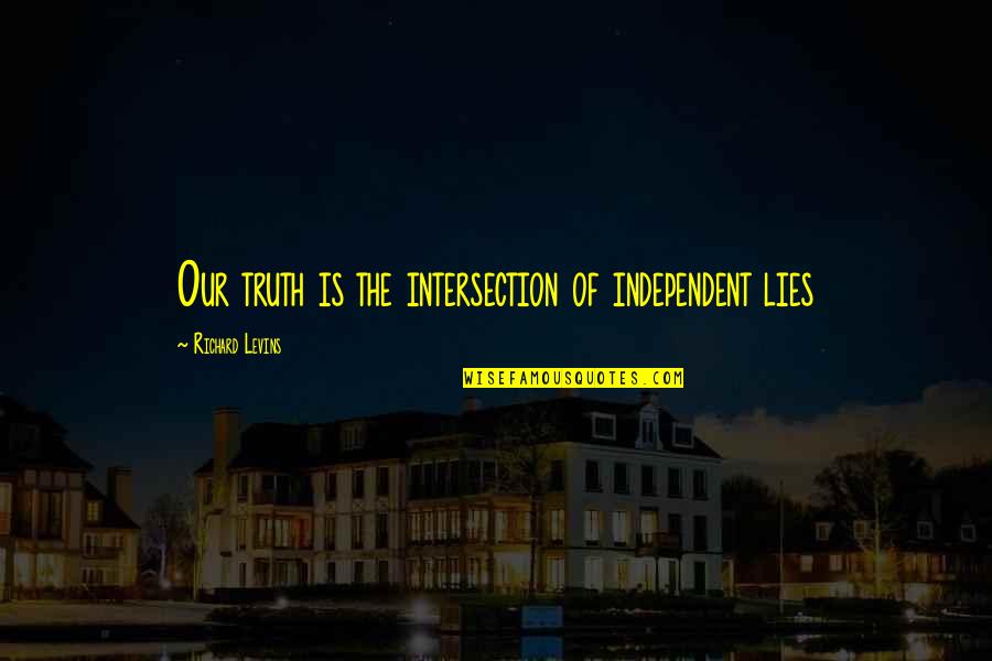 Utatane Download Quotes By Richard Levins: Our truth is the intersection of independent lies Utatane Download Quotes By Richard Levins: Our truth is the intersection of independent lies