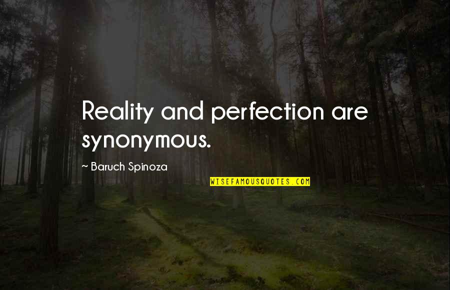 Uti Report Quotes By Baruch Spinoza: Reality and perfection are synonymous.
