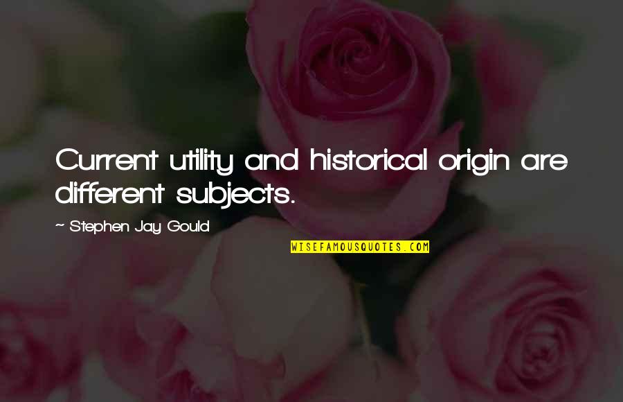 Utility's Quotes By Stephen Jay Gould: Current utility and historical origin are different subjects.