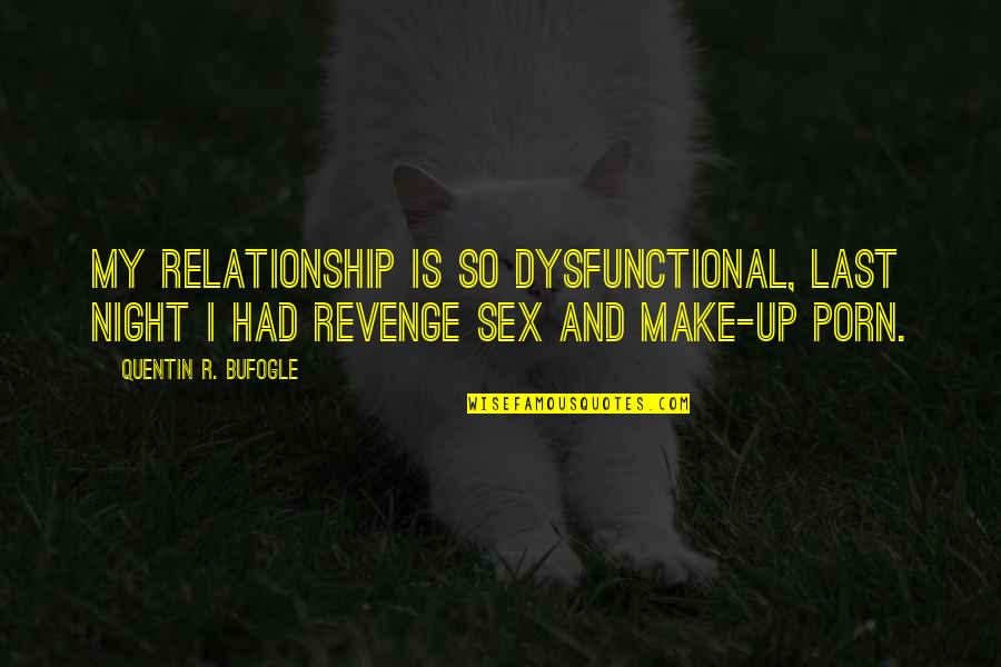 Utmost Degree Quotes By Quentin R. Bufogle: My relationship is so dysfunctional, last night I