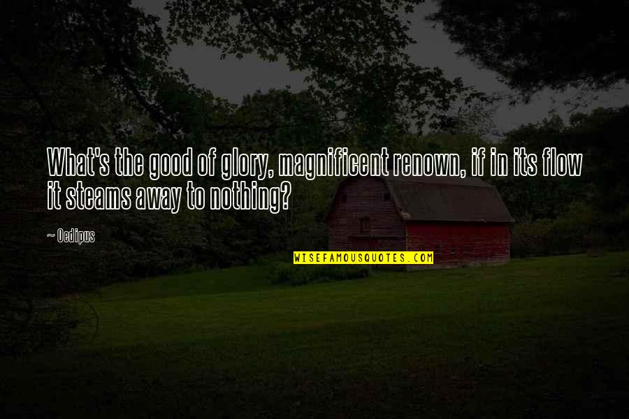 Utopia Slavery Quotes By Oedipus: What's the good of glory, magnificent renown, if