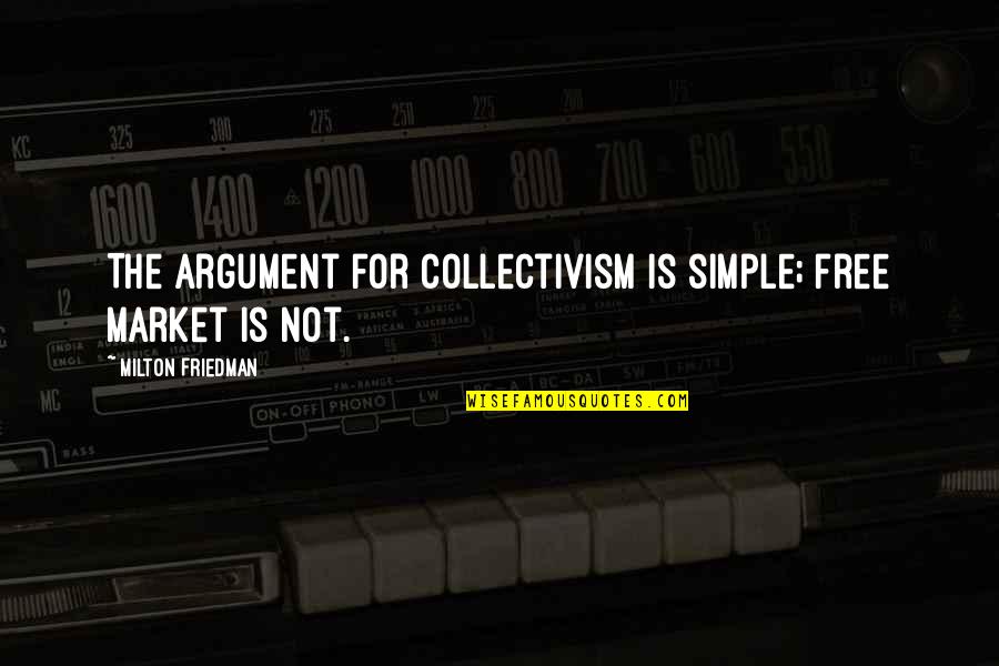 Uulu Kohvik Quotes By Milton Friedman: The argument for collectivism is simple; free market Uulu Kohvik Quotes By Milton Friedman: The argument for collectivism is simple; free market