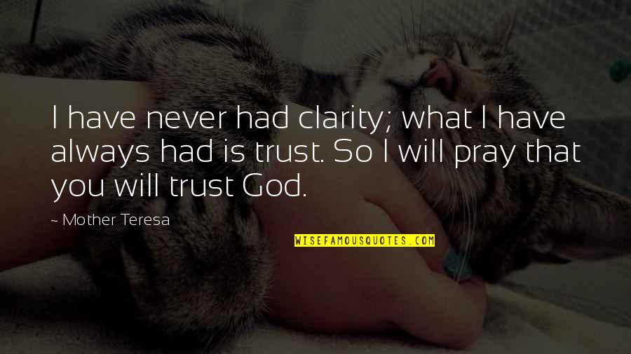 Uvyso Quotes By Mother Teresa: I have never had clarity; what I have