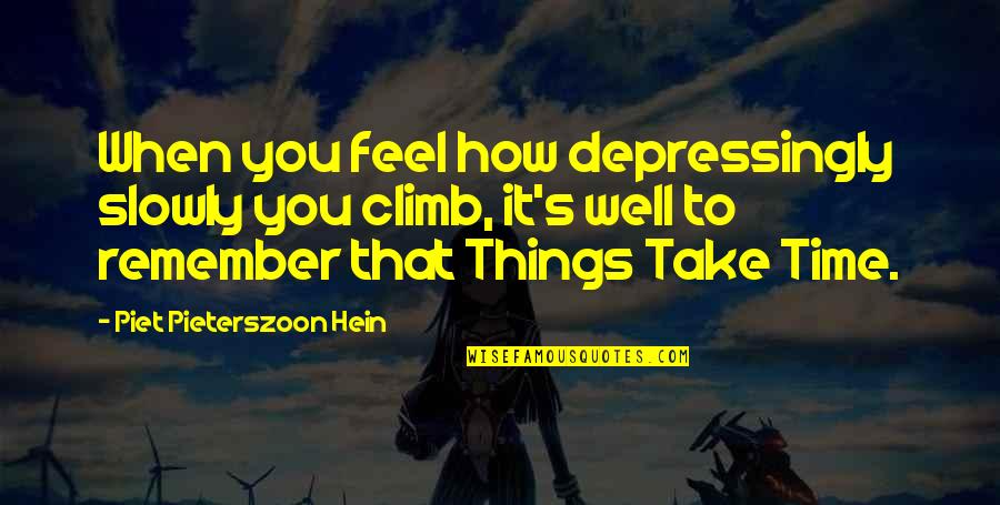 Uwierzytelniony Quotes By Piet Pieterszoon Hein: When you feel how depressingly slowly you climb,