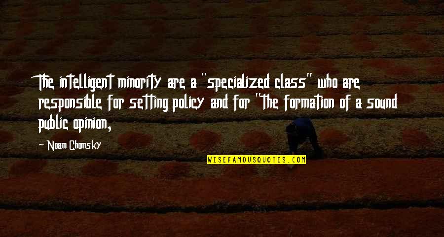 V Formation Quotes By Noam Chomsky: The intelligent minority are a "specialized class" who V Formation Quotes By Noam Chomsky: The intelligent minority are a "specialized class" who