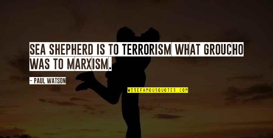 V T G Shepherd Quotes By Paul Watson: Sea Shepherd is to terrorism what Groucho was