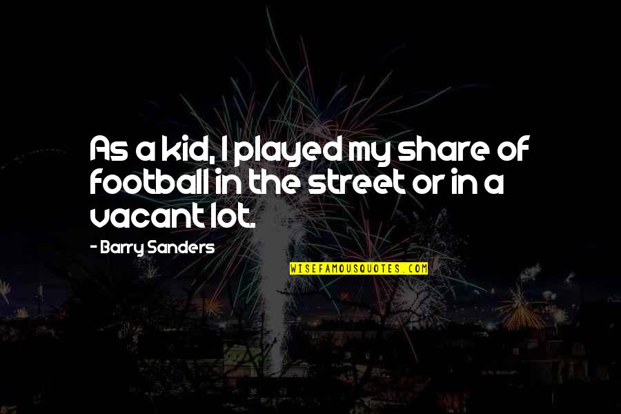 Vacant Lot Quotes By Barry Sanders: As a kid, I played my share of