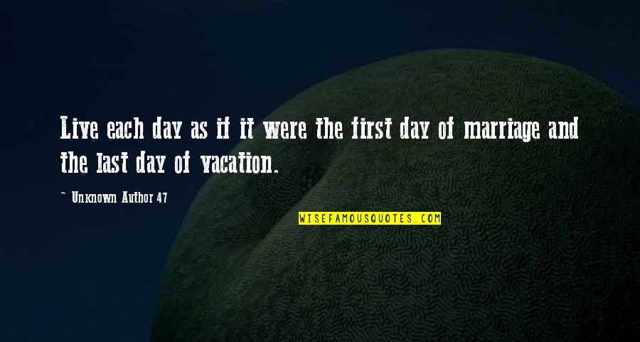 Vacation Over Quotes By Unknown Author 47: Live each day as if it were the