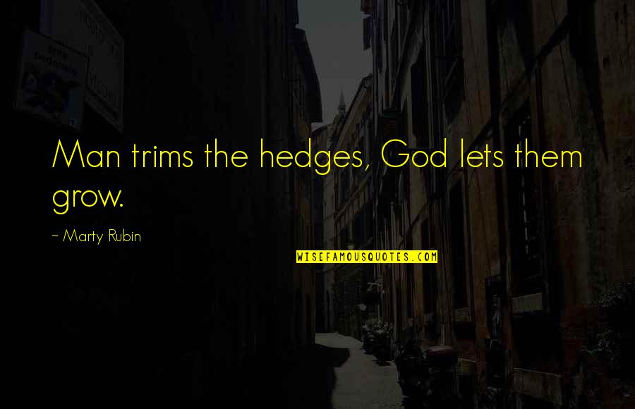 Vaccine Saves Lives Quotes By Marty Rubin: Man trims the hedges, God lets them grow. Vaccine Saves Lives Quotes By Marty Rubin: Man trims the hedges, God lets them grow.