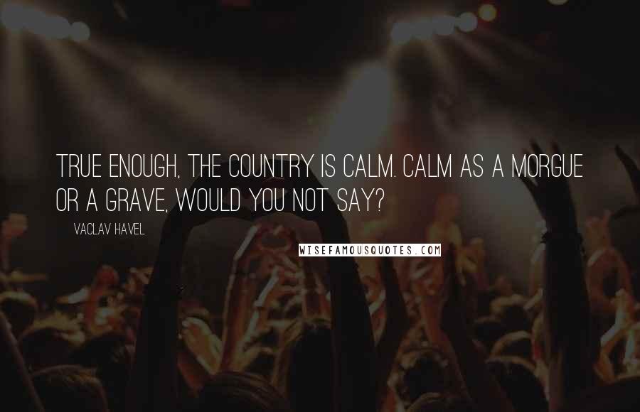 Vaclav Havel quotes: True enough, the country is calm. Calm as a morgue or a grave, would you not say?