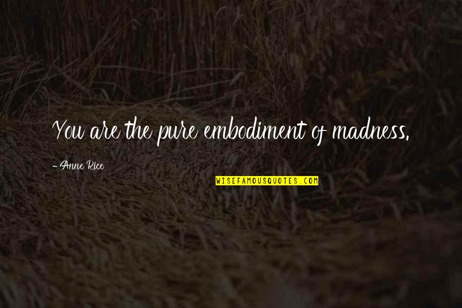 Vacos Security Quotes By Anne Rice: You are the pure embodiment of madness.