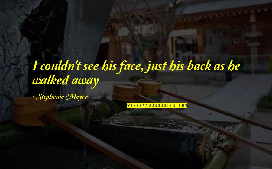 Vad Betyder Quotes By Stephenie Meyer: I couldn't see his face, just his back Vad Betyder Quotes By Stephenie Meyer: I couldn't see his face, just his back