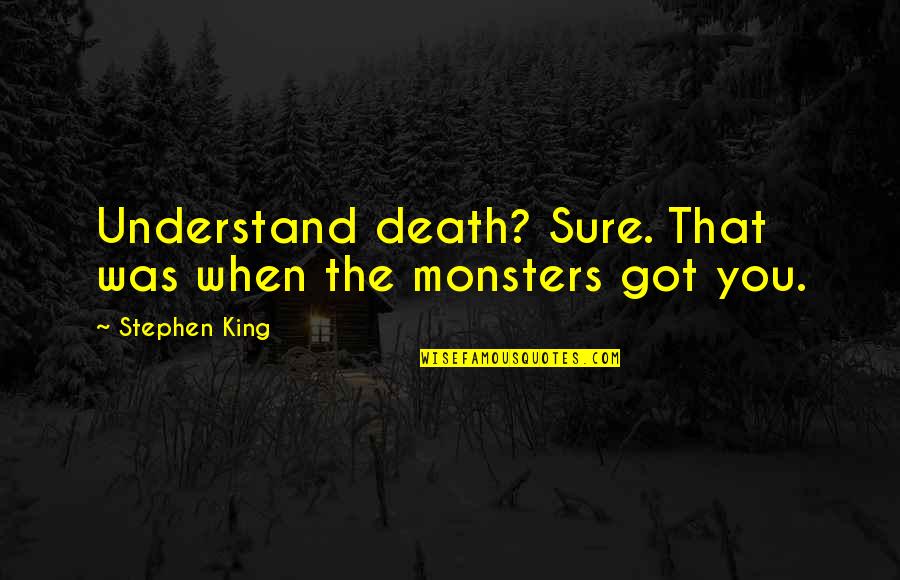 Vadini Lighting Quotes By Stephen King: Understand death? Sure. That was when the monsters Vadini Lighting Quotes By Stephen King: Understand death? Sure. That was when the monsters