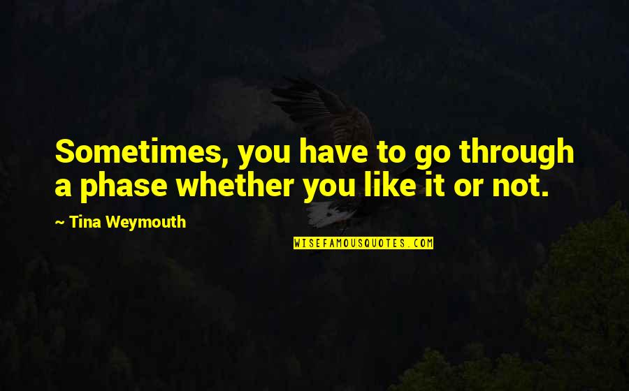 Vaduvanchal Pin Quotes By Tina Weymouth: Sometimes, you have to go through a phase