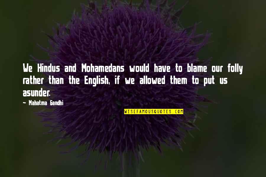 Vaidade Em Quotes By Mahatma Gandhi: We Hindus and Mohamedans would have to blame
