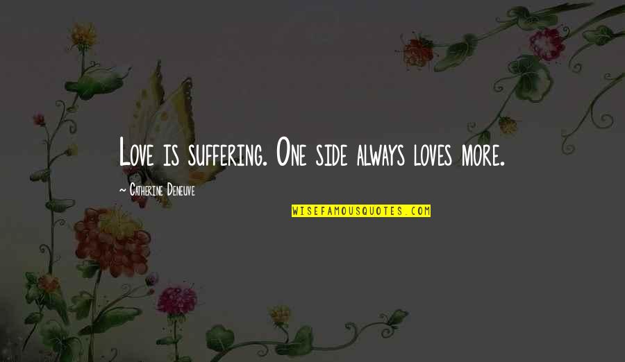 Vainement Translation Quotes By Catherine Deneuve: Love is suffering. One side always loves more.