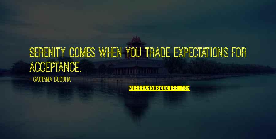 Vainica Quotes By Gautama Buddha: Serenity comes when you trade expectations for acceptance.