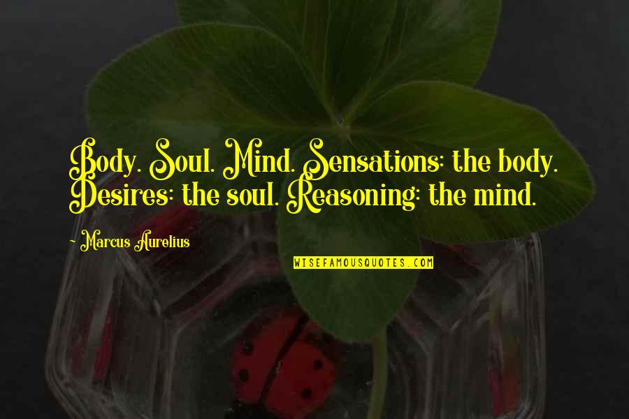 Vakuum Wikipedie Quotes By Marcus Aurelius: Body. Soul. Mind. Sensations: the body. Desires: the