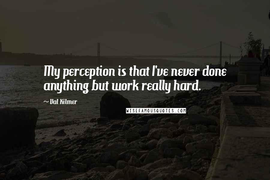 Val Kilmer quotes: My perception is that I've never done anything but work really hard.