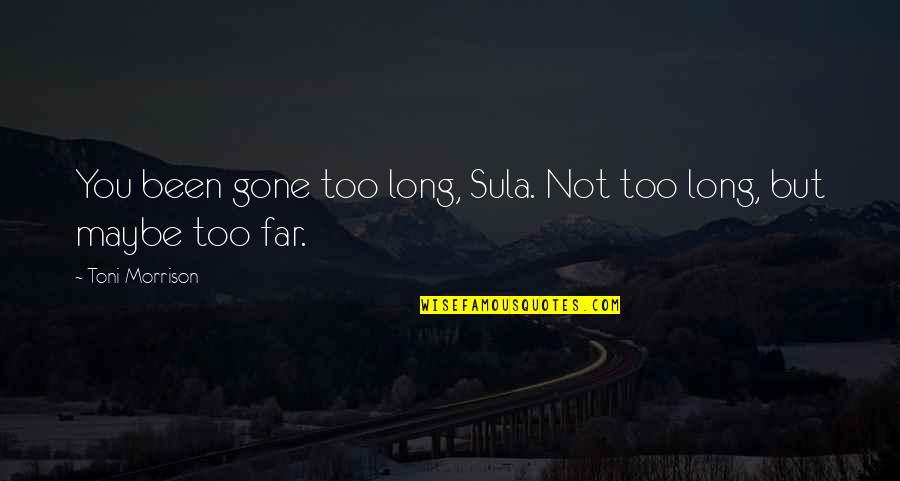 Valastro Family Quotes By Toni Morrison: You been gone too long, Sula. Not too