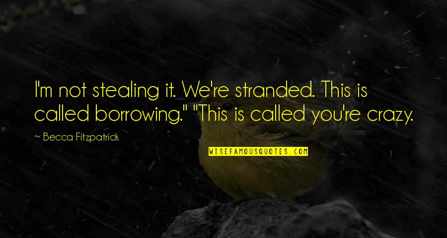Valdiri Con Quotes By Becca Fitzpatrick: I'm not stealing it. We're stranded. This is Valdiri Con Quotes By Becca Fitzpatrick: I'm not stealing it. We're stranded. This is