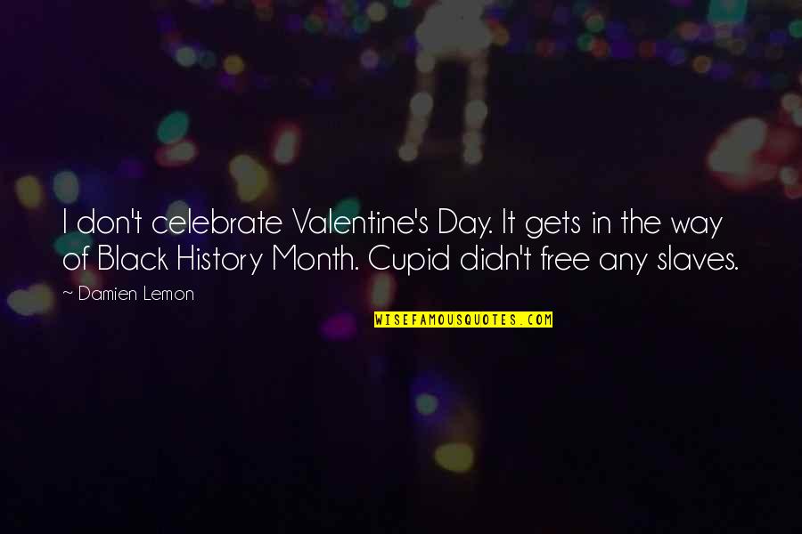Valentine Month Quotes By Damien Lemon: I don't celebrate Valentine's Day. It gets in