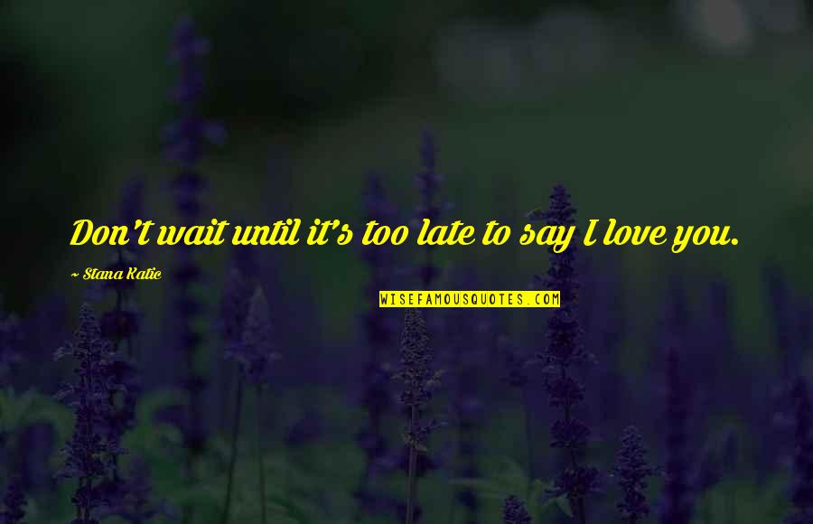 Valentines Quotes By Stana Katic: Don't wait until it's too late to say